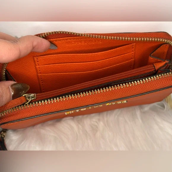 Michael Kors Bold Orange Charlotte Tote And Wallet - Picture 12 of 16
